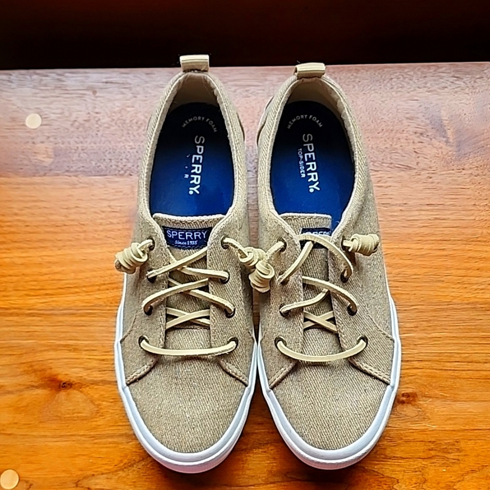 SPERRY Pier Wave Hiltt Sparkle Taupe Sneakers Women’s Sz 8.5